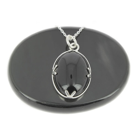 pendentif agate noire et argent