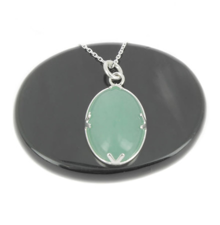 pendentif aventurine verte et argent