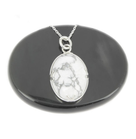 pendentif howlite et argent