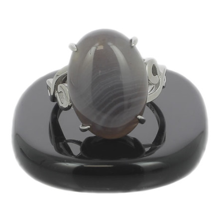 bague agate botswana et argent