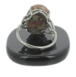 bague argent et unakite