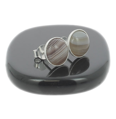 boucles oreilles agate botswana et argent