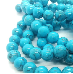 Perles pierre naturelle bleu grès scintillante 8mm - lot de 10 - Un grand  marché