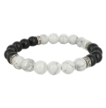 bracelet howlite et agate black pearl