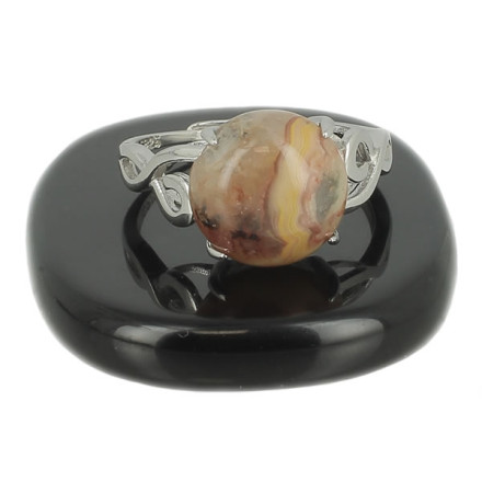 bague agate crazy lace et argentt