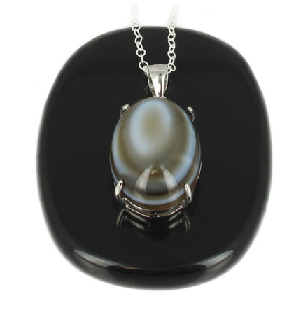 agate oeil pendentif argent