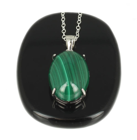 pendentif malachite sur argent