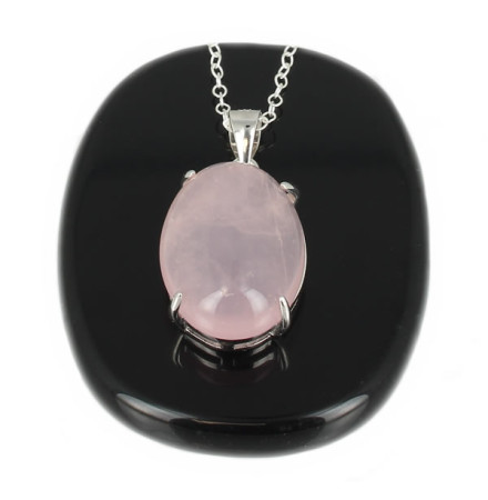 pendentif quartz rose pierre et argent