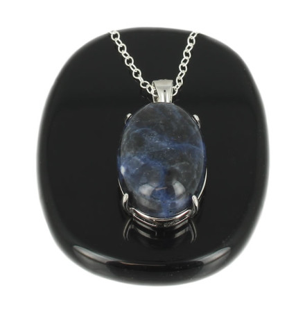 sodalite pendentif pierre et argent