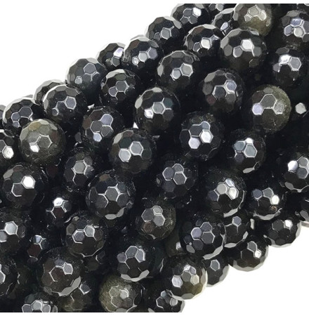 perles facettées obsidienne