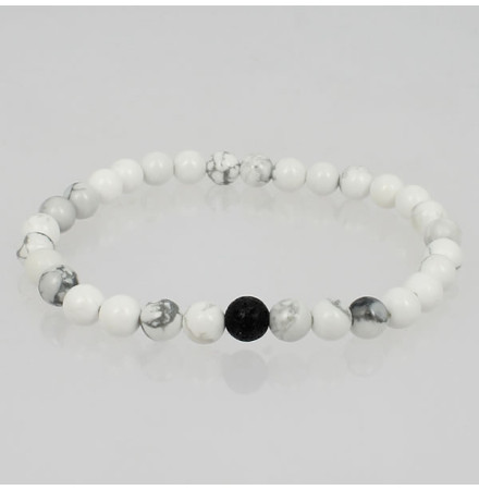 bracelet yin yang howlite pierre de lave