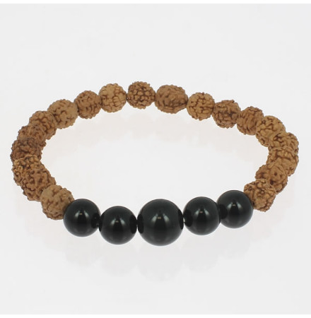 bracelet rudraksha et obsidienne oeil céleste