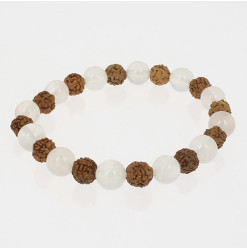 bracelet perles rudraksha et quartz rose