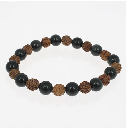 bracelet rudraksha et obsidienne oeil céelste