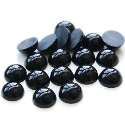 agate noire cabochon rond