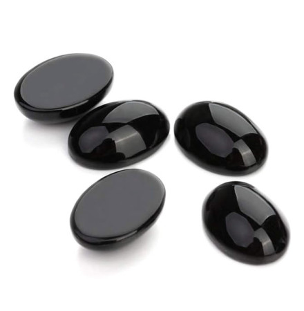 cabochon ovale agate noire