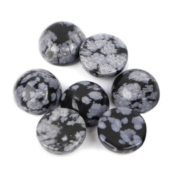 cabochon rond obsidienne neige