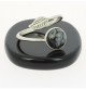 obsidienne neige bague argent