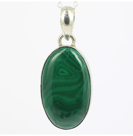 pendentif malachite et argent pièce unique