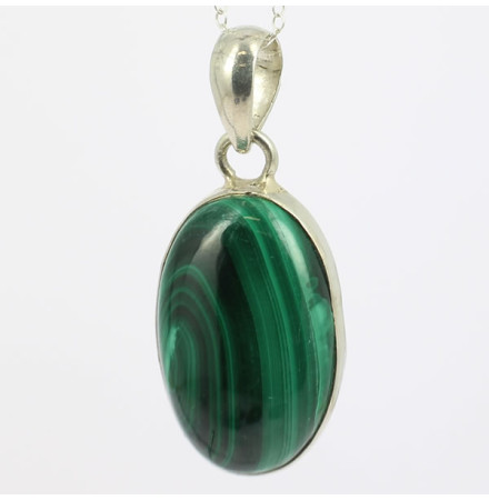 pendentif argent et malachite