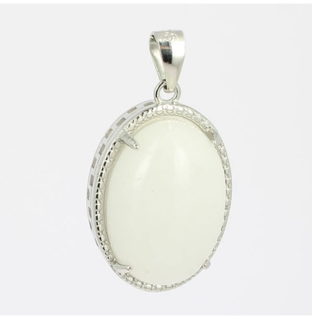 jade blanc pendentif argent just un s