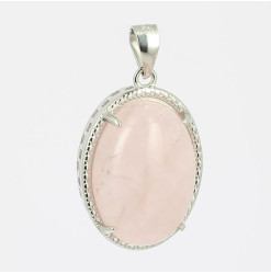 pendentif quartz rose sur argent