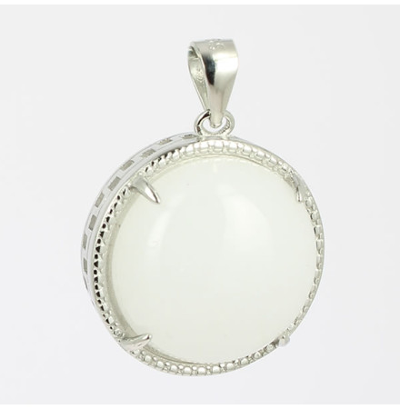 jade blanc pendentif argent