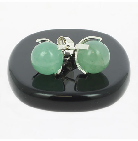 aventurine puces oreilles et argent