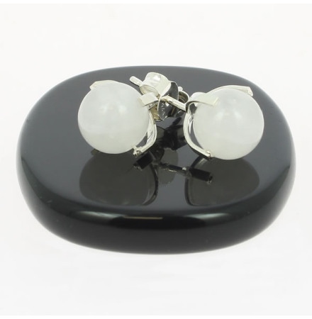 jade blanc puces oreilles argent