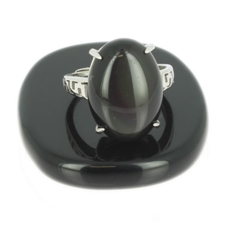 bague argent et obsidienne oeil céleste