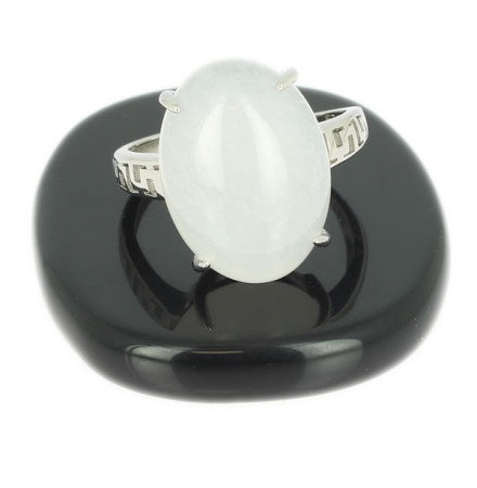 jade blanc bague argent