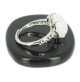 bague argent cabochon jade blanc