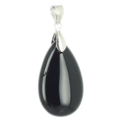 pendentif goutte en obsidienne noire et argent