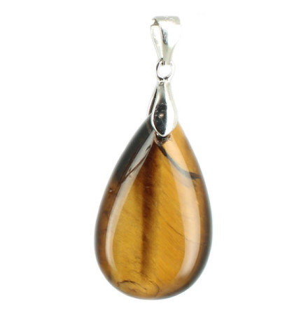 oeil de tigre pendentif goutte et argent