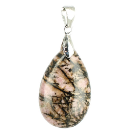 rhodonite pendentif goutte et argent