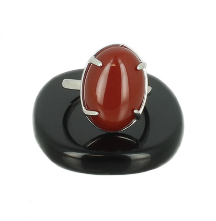 bague argent cabochon cornaline