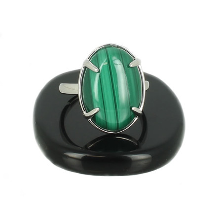 bague argent cabochon malachite