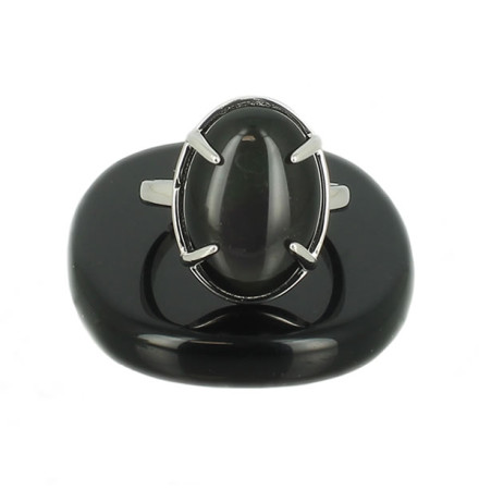 obsidienne oeil céleste bague argent