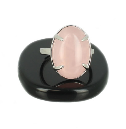 bague quartz rose sur argent