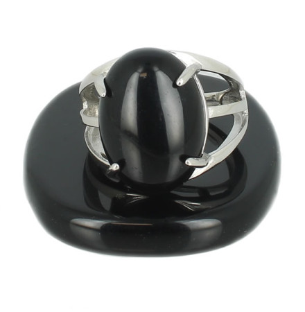 obsidienne noire bague argent