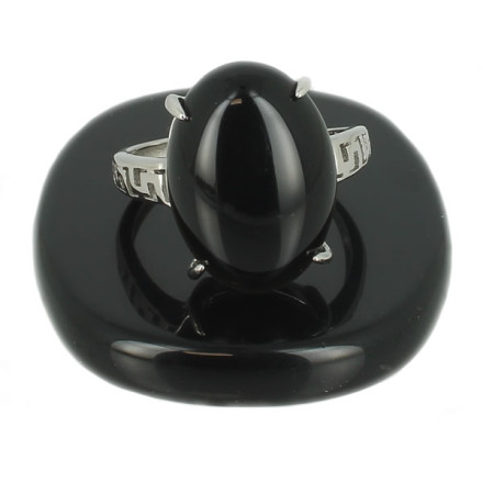 obsidienne noire bague argent