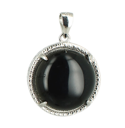 obsidienne noire pendentif argent