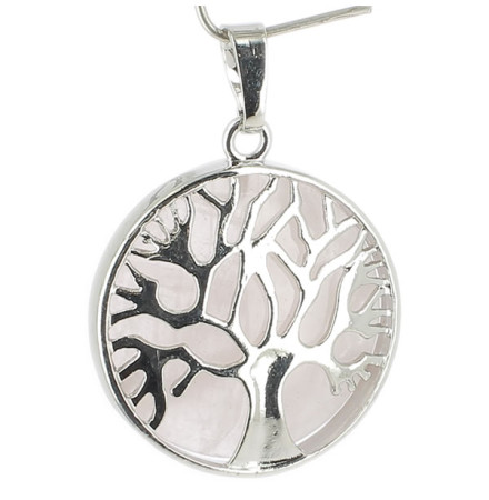 pendentif arbre de vie quartz rose