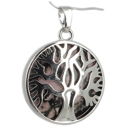 pendentif rhodonite arbre de vie