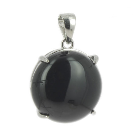 pendentif argent pierre agate noire