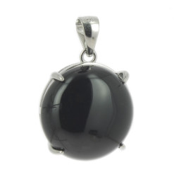 pendentif obsidienne noire et argent