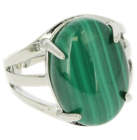 bague cabochon de malachite