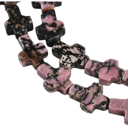 rhodonite perle croix