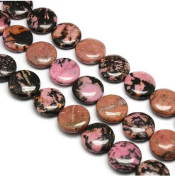 rhodonite perle ronde plate