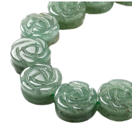 aventurine perle gravée fleur